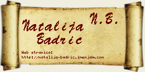 Natalija Badrić vizit kartica